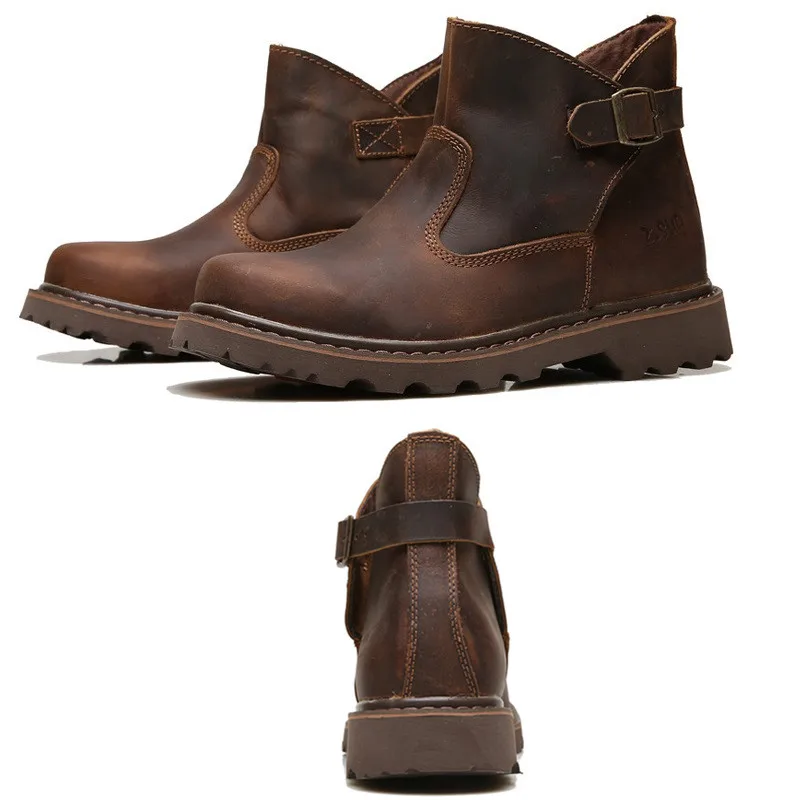 Мужские удобные ботинки из натуральной кожи коричневые повседневные для улицы