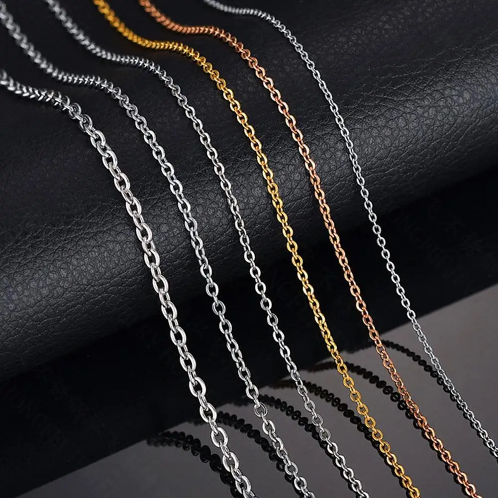 

Basic Steel Necklace For Men Women Chian Necklaces O Link Chain Chokers Accessories Black Gold Tone Metal