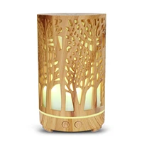 2021 200ml hot sale gift usb forest pattern hollow ultrasonic humidifier smart aromatherapy aroma diffuser 7 led lights