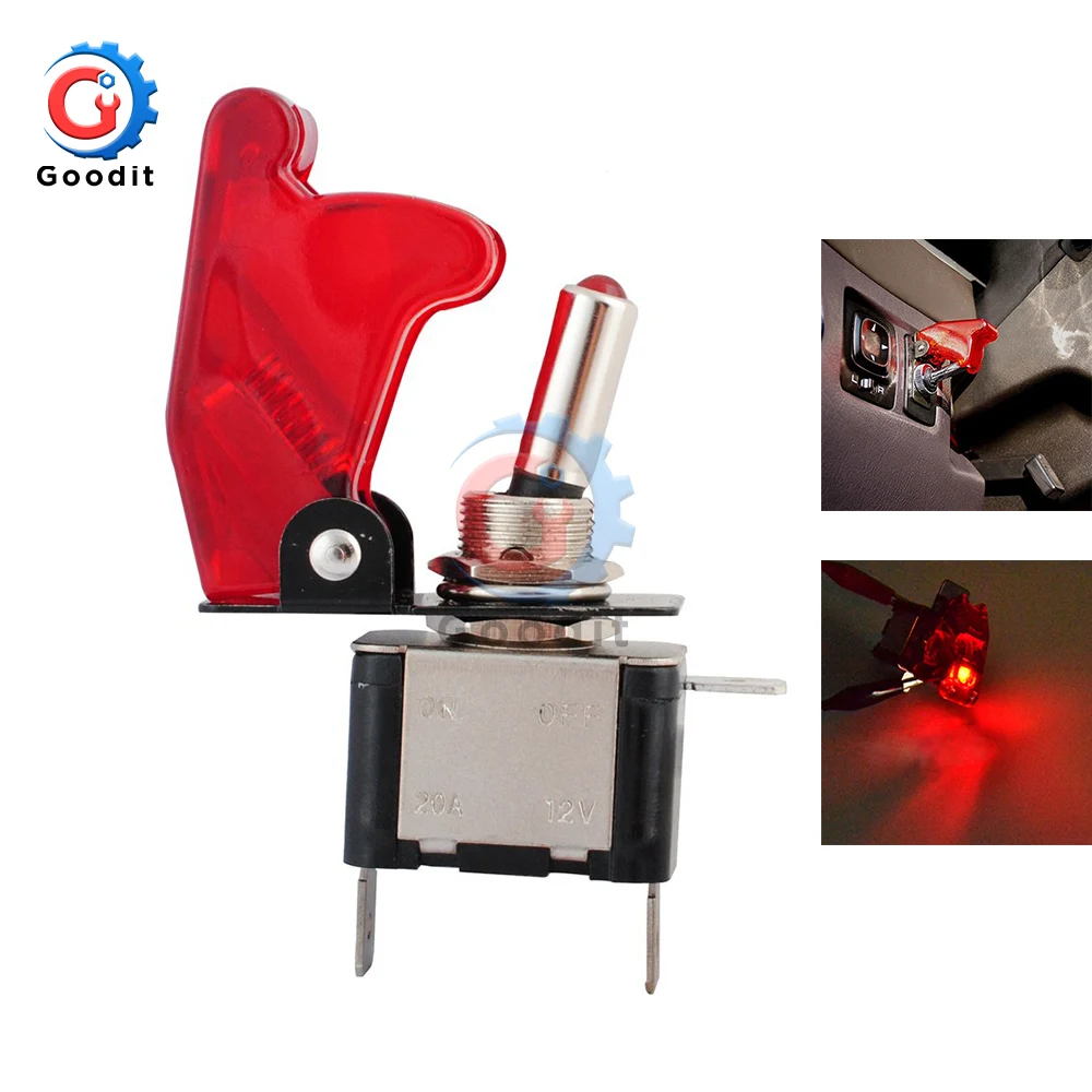 Автомобильная крышка гоночного автомобиля красный светодиод SPST вкл/выкл тип