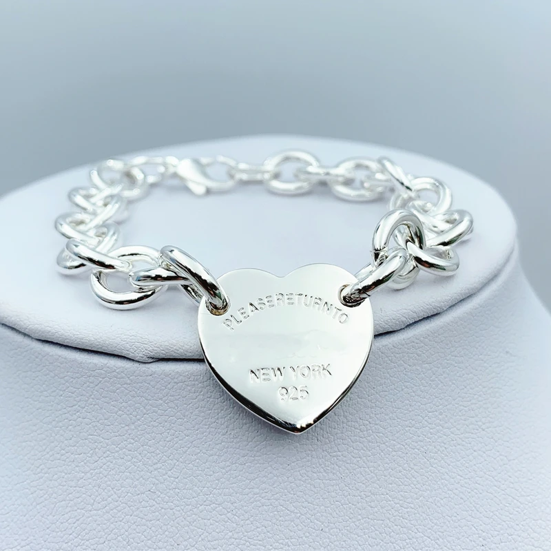 Горячая мода оригинальный 1:1 S925 серебро сердце браслет браслеты для женщин