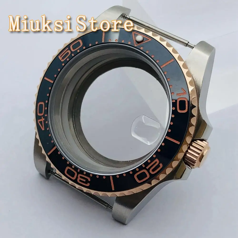 

40mm ceramic bezel sapphire glass transparent glass back fit NH35 NH36 ETA2836 Miyota8205 8215 821A Mingzhu DG2813 3804 movement