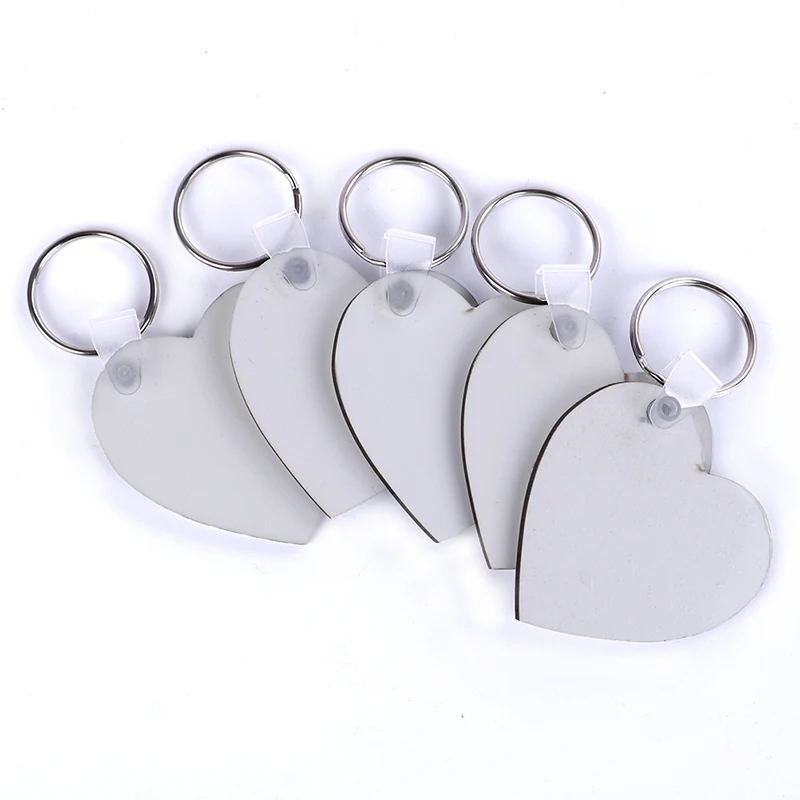 10PCS Wood Painting Key Ring Craft DIY Accessories Gift Heart Blank MDF Board Sublimation Printing Chains | Автомобили и
