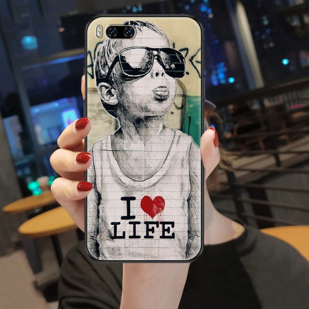 

Street Art Banksy Graffiti Phone case For Xiaomi Mi Max Note 3 A2 A3 8 9 9T 10 Lite Pro Ultra black 3D funda fashion hoesjes art