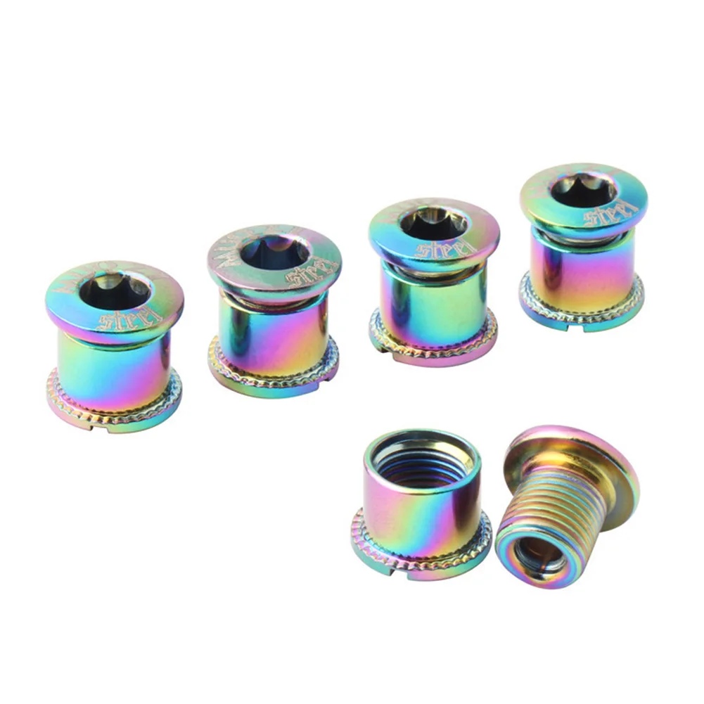 5 шт. радужные самодельные Кривошипные винты MTB дорожный велосипед звездочки M8