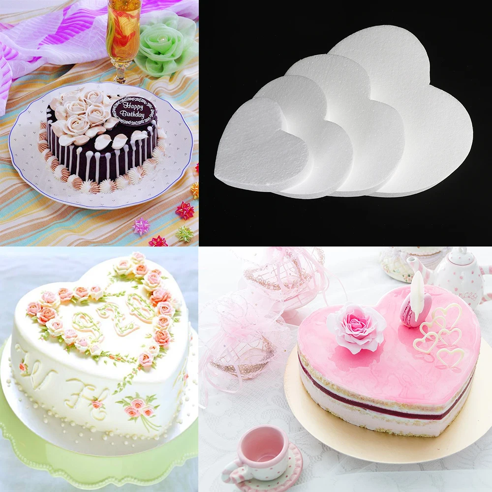 

Sugarcraft Dummy Party Heart Shaped Practice Model Cake Foam Mould Round DIY Flower Decor 4/6/8/10 inch Kitchen Accessories
