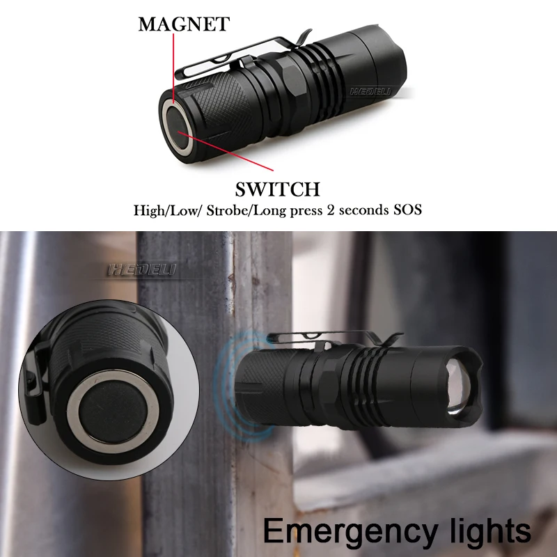 

Xml t6 with magnetic flashlight led telescopic focus mini 16340cr123 rechargeable flashlight tactical waterproof torch flash