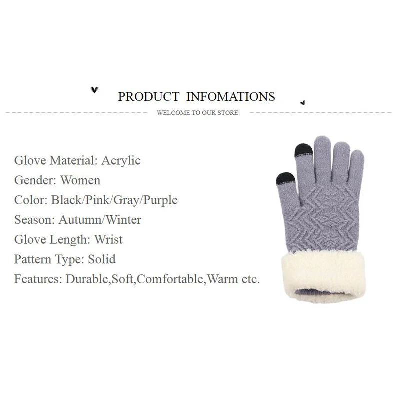 Sale Women Winter Touch Screen Thick Gloves Warm Kint Elegant Full Finger Fleece Gloves