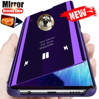 hoce smart mirror flip case for samsung galaxy z fold 3 5g cases anti fall camera lens protection cover for galaxy fold3 funda