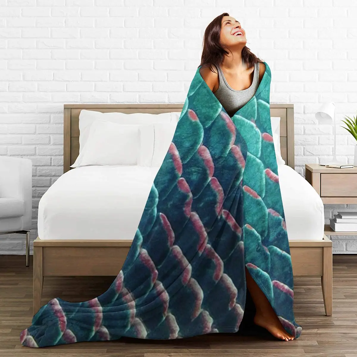 

Fashion animal Fish 3D printing printed blanket bedspread blanket retro bedding square picnic wool soft blanket Quick Dry