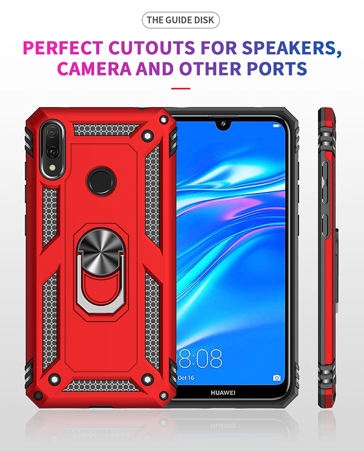 Для huawei Honor 8A роскошный противоударный чехол держатель стенд с металлическим кольцом Чехол Мягкий бампер гибрид чехол для huawei Honor 8a capa