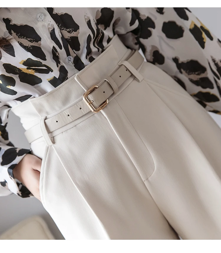 

Autumn suit pants high waist flower bud show thin straight Pants Black Loose nine radish Harem Pants female