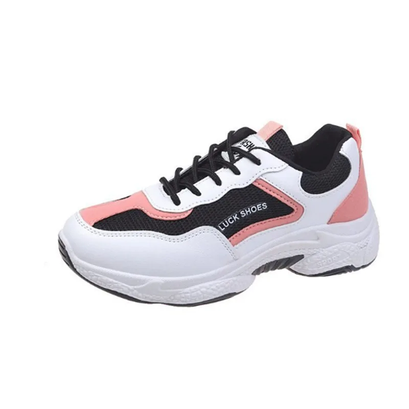 

Spring and Autumn Shoes Ladies Shoes Casual Sports Shoes Women Breathable Soft Soleshoes Color Block Cross-lace Platform Shoes