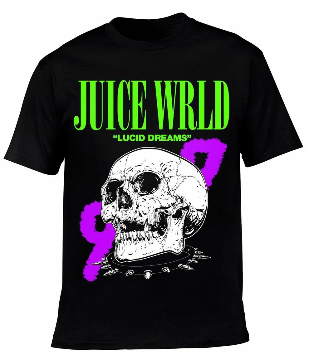 

Juice Wrld Lucid Dreams 999 Skull Tee Black Loose Size Tee Shirt