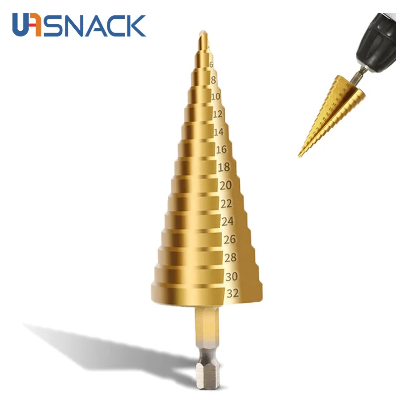 

High Speed Steel Titanium Step Drill Bits Cone Cutting Tools Woodworking Tools Accessories Wood Metal Drill Bit Set 3/4 12/20mm