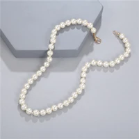 elegant white imitation pearl necklace long round pearl wedding choker necklace for women charm fashion jewelry