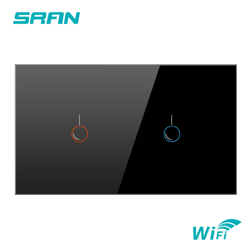 Настенный Беспроводной Выключатель SRAN английская 2 клавиши Wi Fi сенсорный
