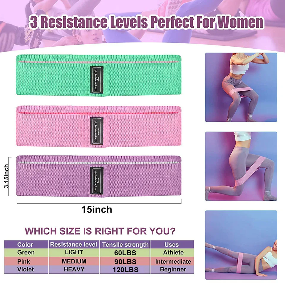 Resistance Bands Workout Rubber Elastic Sport Booty Band Fitness Equipment For Yoga Gym Training Fabric Exercise | Спорт и
