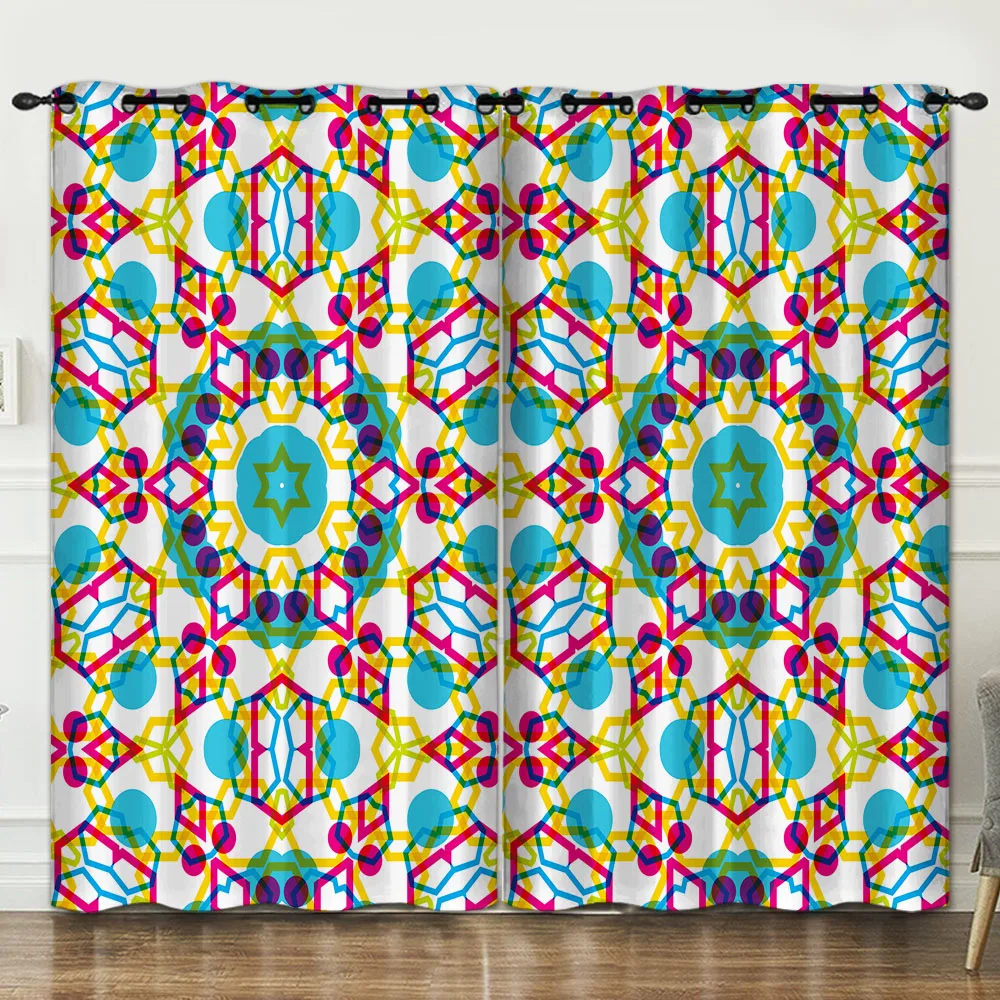 

Colorful geometry room decoration curtain background decoration cloth pink curtains luxury 3