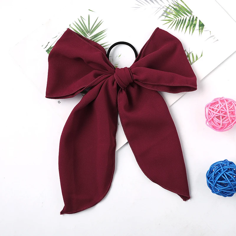 

Large Streamers Bowknot Scrunchies Elastic Hair Bands For Women Elegant Bow Ties Ponytail Holder Hair Accessories Hairbands