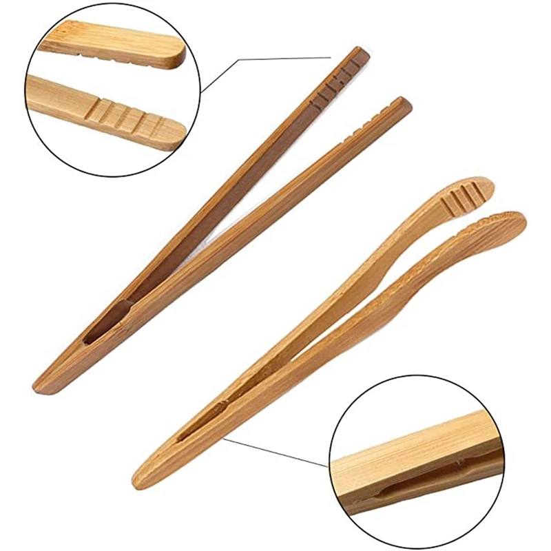 

16Pcs Bamboo Toaster Tongs - 7 Inch Reusable Wood Cooking Tongs -Kitchen Utensil for Cheese Bacon Muffin Fruits Bread