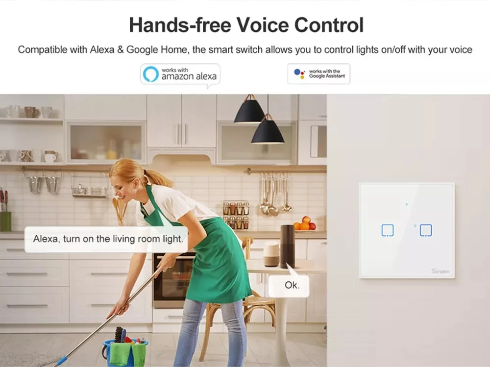 SONOFF T0 EU/US/UK 1/2/3 Gang TX Series Smart Touch WIFI Wall Switch Light For Home Work With Alexa Google | Электроника