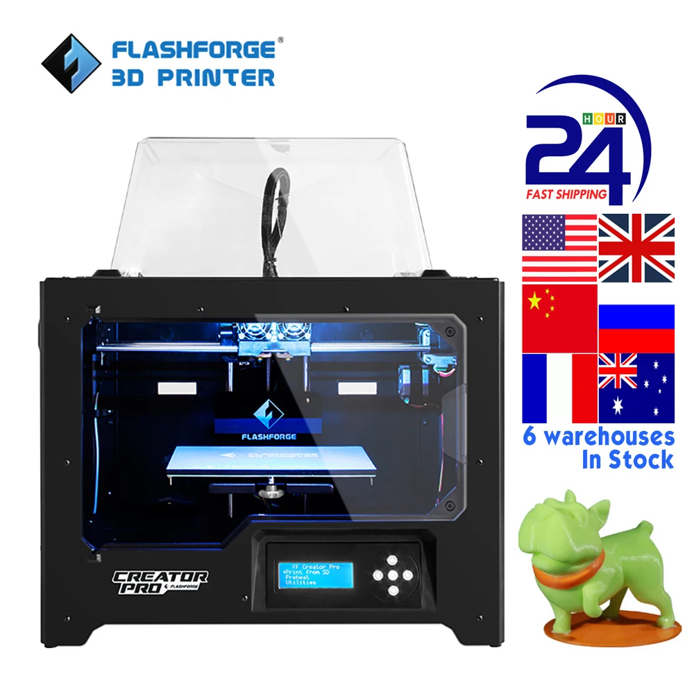 Verkauf Flashforge Creator Pro 3D Drucker Hohe Präzision Dual Extrusion Dual Farbe Druck Legierung Plattform Alle Metall Impresora 3d