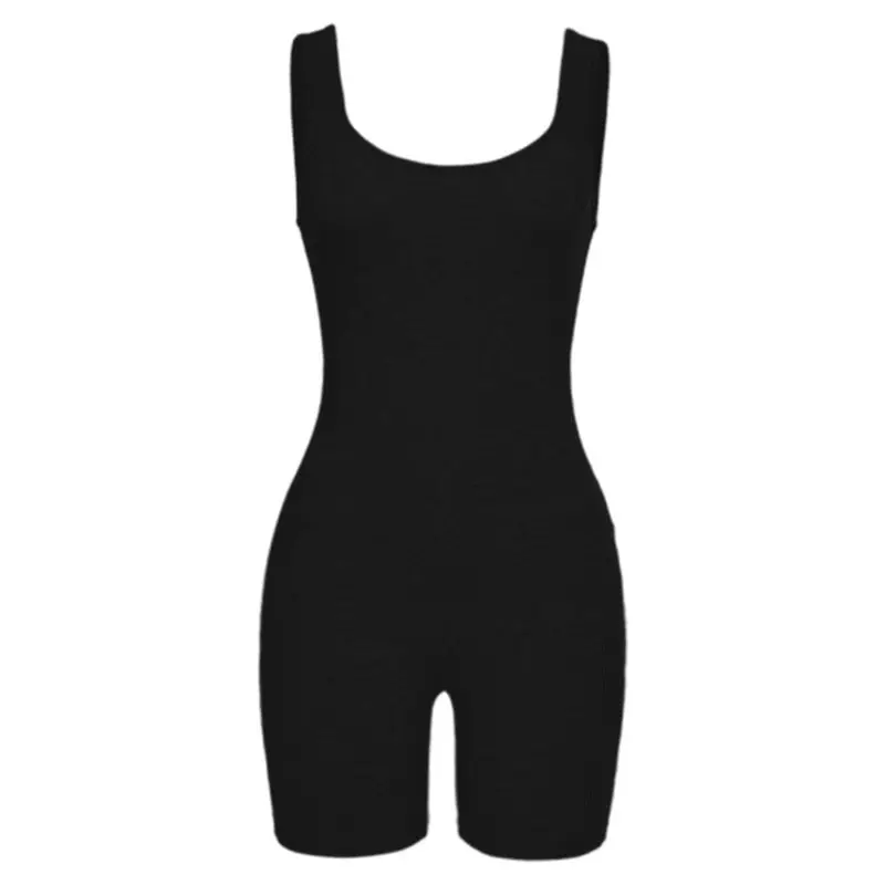 

Women Sexy Sleeveless Jumpsuit Ribbed Knit Biker Short Bodycon Tank Top Bodysuit