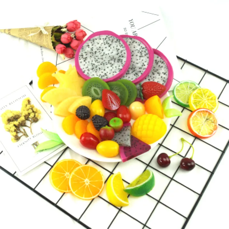 Пластиковые кусочки фруктов для кухни искусственные яблоки лимона апельсина