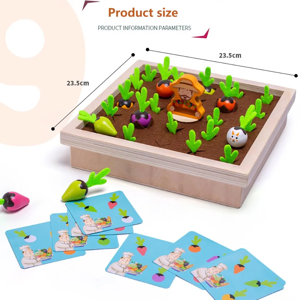 

Montessori Toys Toddler Vegetable Memory Chess Pulling Carrot Game Wooden Educational Toys Kids Pulling Radish Farm Game Xmas