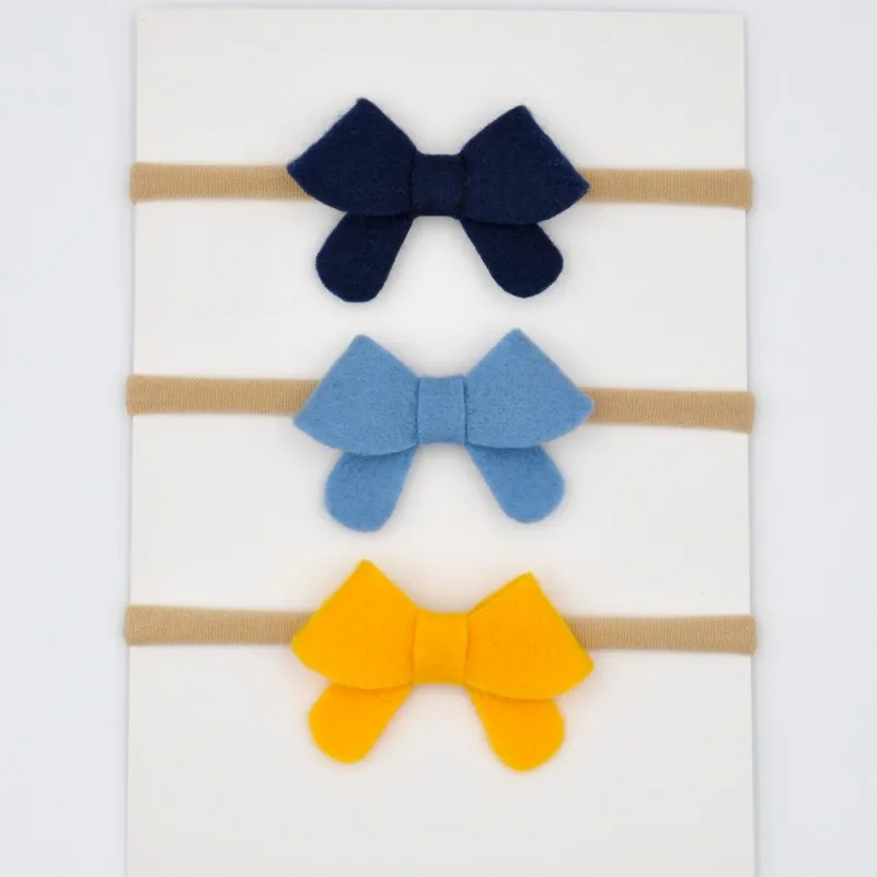 28 шт./партия 2 дюйма ручная работа фетровая повязка на голову с бантом крошечный