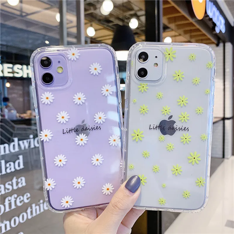 

PUNQZY Flowers Color Pattern Phone Case For iphone 12 11 Pro Max 7 6s 8 Plus XR XS SE 2020 X Cute Funny Anti-Fall Soft TPU Cover