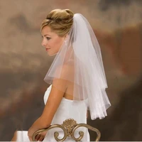hot sale stock wedding accessories short simple wedding veil white ivory veil