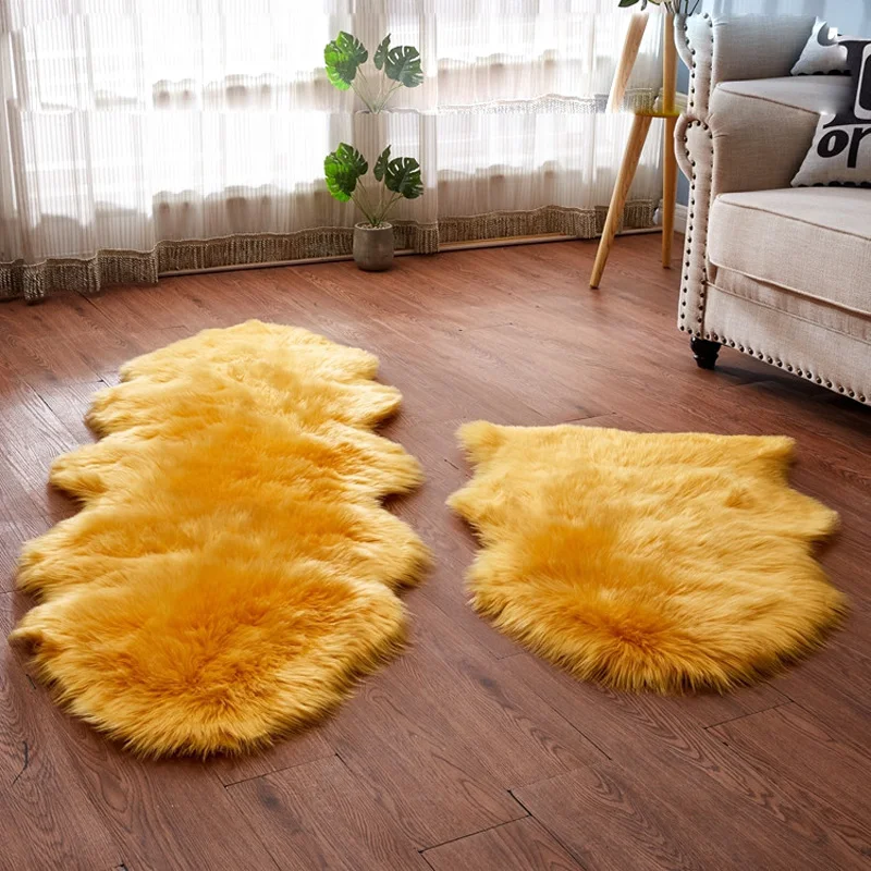 yellow Меховой ковер Sholisa для гостиной, меховой ковер Carpert для спальни Carpert из овчины 6 см, пушистый ворс для гостиной, домашний декор - Цвет: yellow