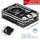 Акриловый прозрачныйпрозрачный и черный чехол для Raspberry Pi 4 Model B с большим вентилятором охлаждения 4010 для Raspberry Pi 4 B