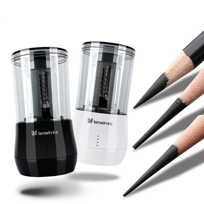 

Double hole electric pencil sharpener sketch drawing long pencil tip automatic pencil sharpener charging