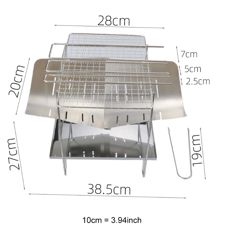 

Camping Wood Stove Grill Folding Stainless Steel Firewood Buring Stove for BBQ R58B