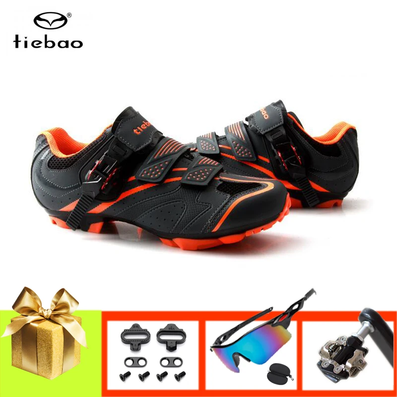 TIEBAO Racing Bicycle Sneakers For Women Men Berathable Self-locking Mountain Bike Shoes Add Mtb SPD Pedals Outdoor Sport Riding