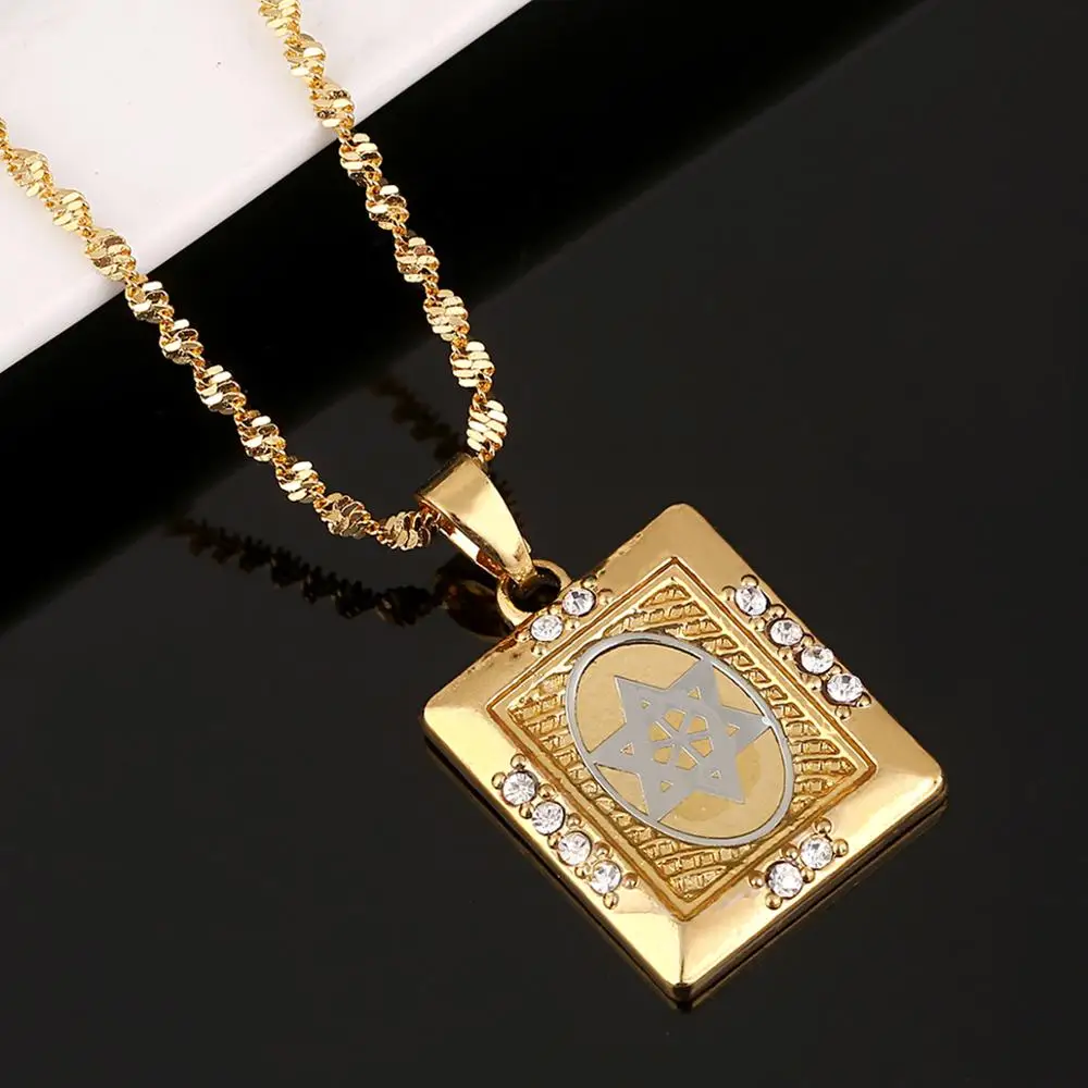 Модное ожерелье золотого цвета с подвеской в виде еврейской звезды Давида для