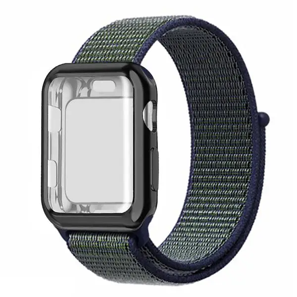 Fog gray Чехол+ ремешок для apple watch 4 Band 44 мм correa apple watch 42 мм 38 мм 40 мм iwatch series 5 4 3 нейлоновый браслет pulseira - Цвет ремешка: Fog gray