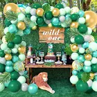Зеленые воздушные шары, гирлянда, украшение на 1-й день рождения, для детей, дикая, одна, латексная гирлянда, аксессуары для детского праздника