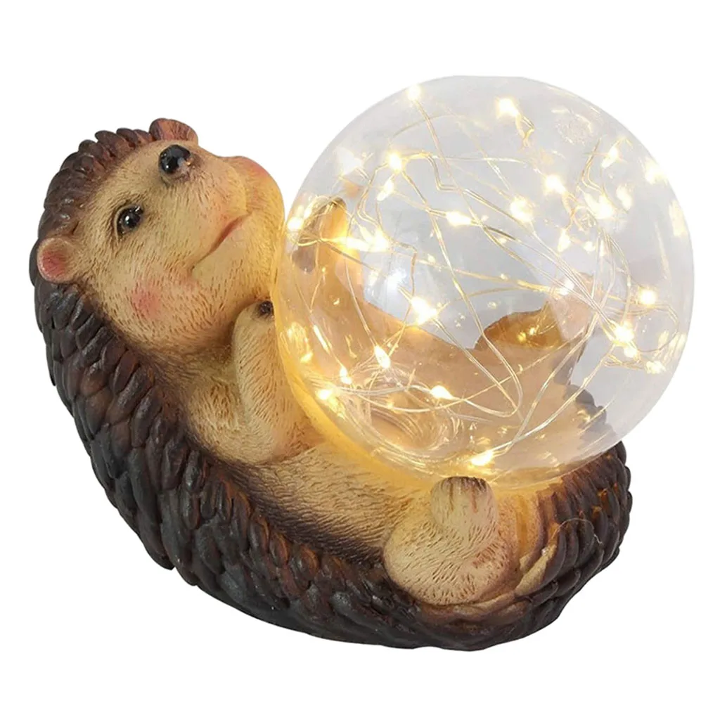 

Solar Lights Resin Material Lifelike Hedgehog Shape Figurines Outdoor Decor Garden Art Landscape for Collection Lovers