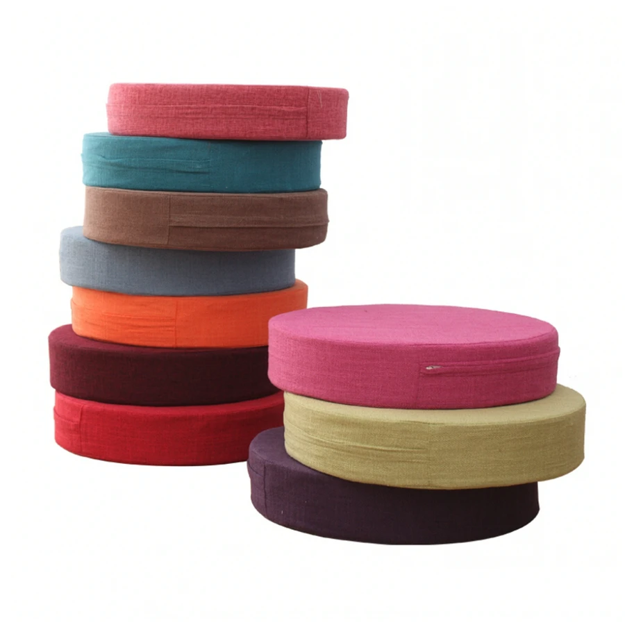 

Round Linen Seat Cushion Tatami Balcony Bay Window Padded Meditation Cushion