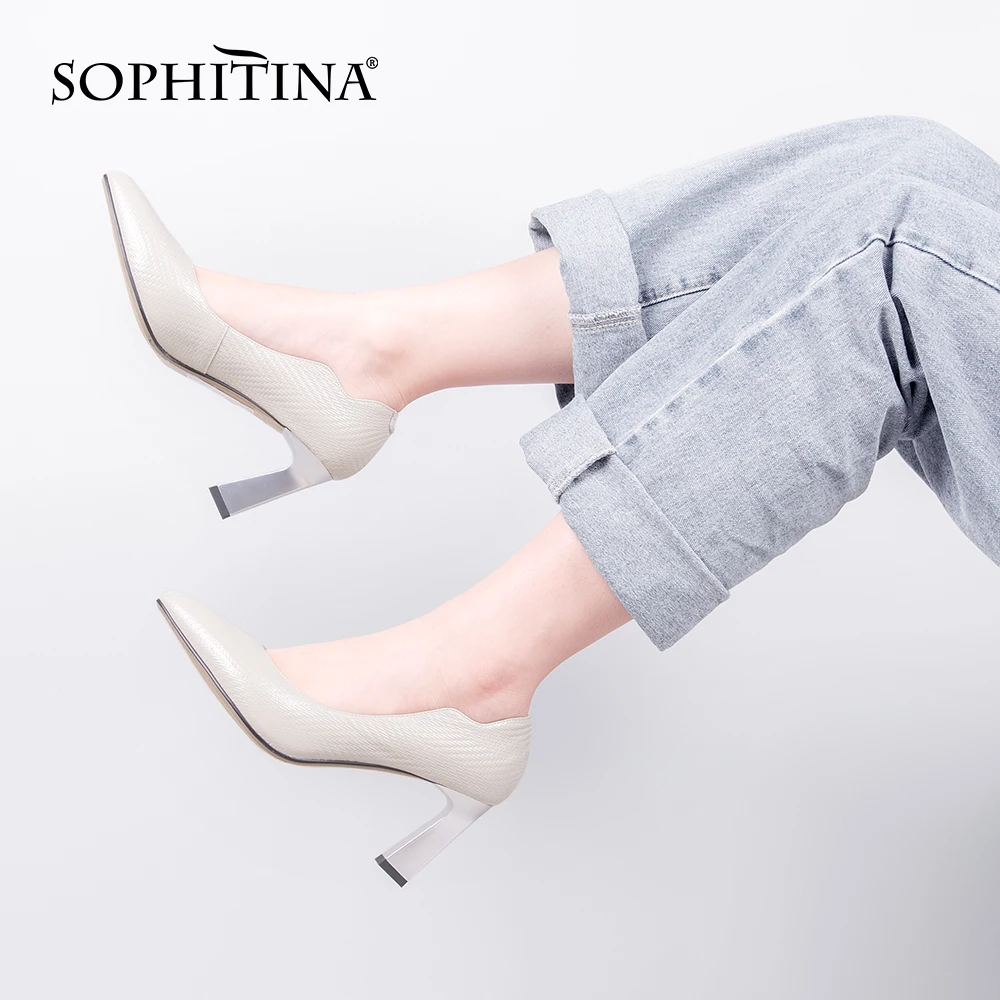 

SOPHITINA Women Pumps Elegant All-Match Spring Autumn Sheepskin Pumps Pointed Toe Weave Conicse Wedding Party Lady Shoes K07