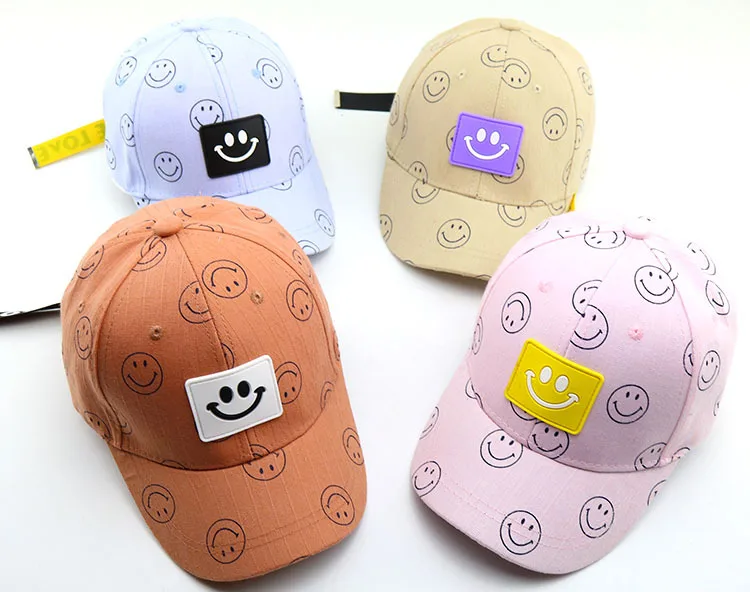 Детская шапка со смайликом детская бейсбольная кепка с вышитыми цветными