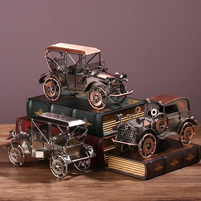 

Diecast car Office Iron Simulation Retro Car Model Vintage Desk Ornament Home Decoration Craft Display Tea Toy Office Gif