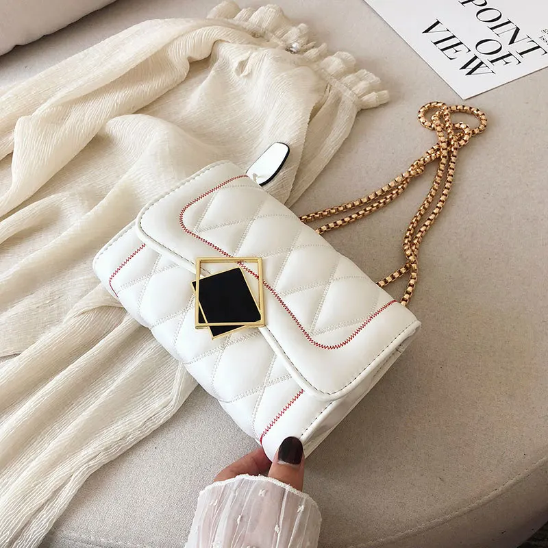 Модная женская сумка маленькая квадратная на одно плечо через цепочке роскошные