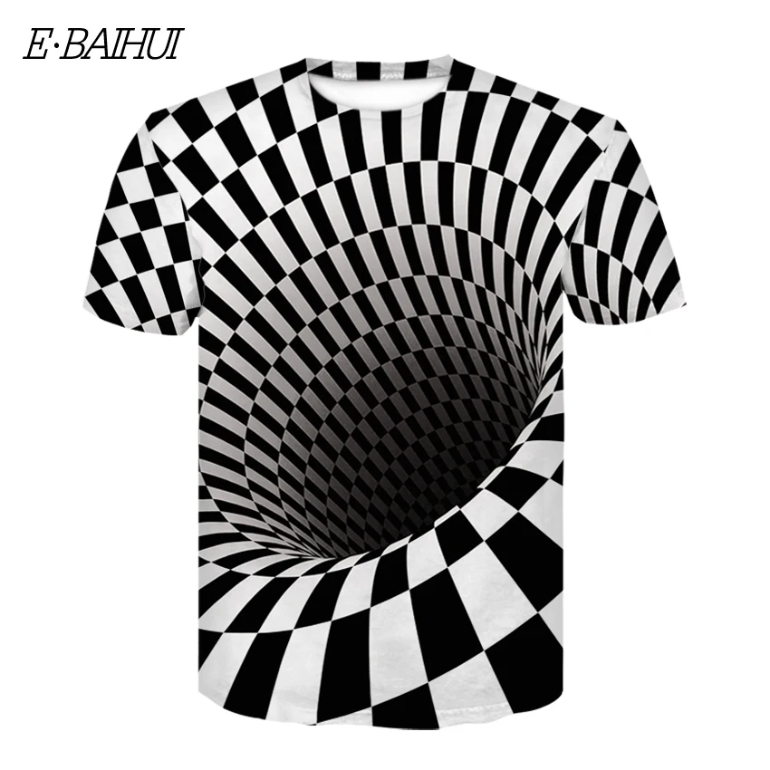 Футболка с короткими рукавами Unisxe черно белая футболка гипнотическим принтом