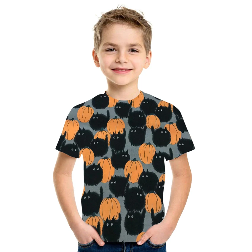 

2021 Summer Boys and Girls 3D Printing T-shirt Milk Silk Fabric Casual Loose Comfortable Size 4T-16T