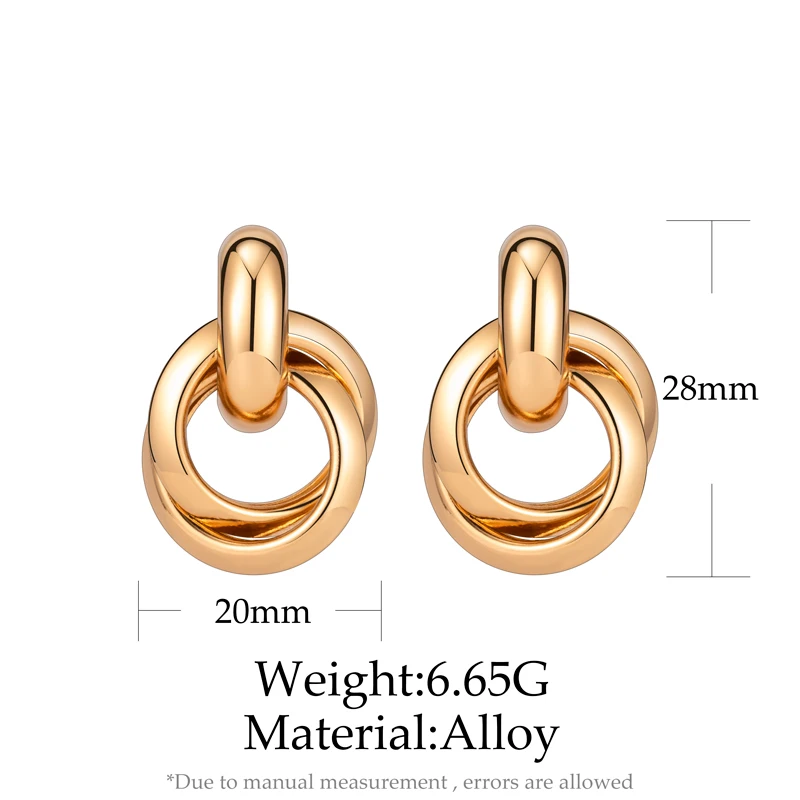 

Street Fashion Vintage Geometry Gold Round Dangle Earring For Women Statement Stainless Steel Drop Earring New TrendJewelry Gift